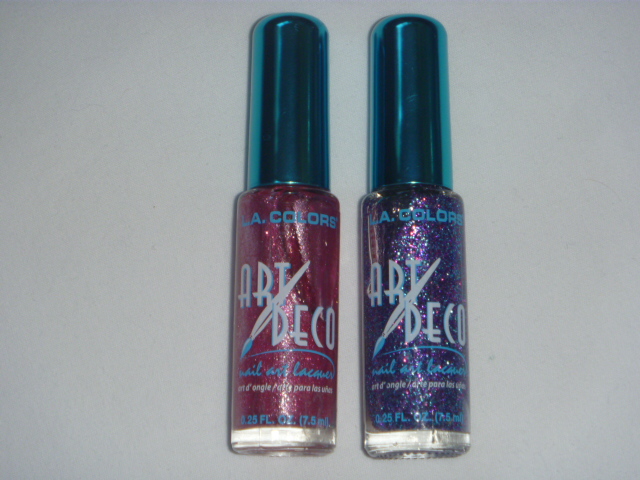 LA Colors Art Deco Nail Polish Metallic Pink & Purple Blue Glitter 0.25 oz