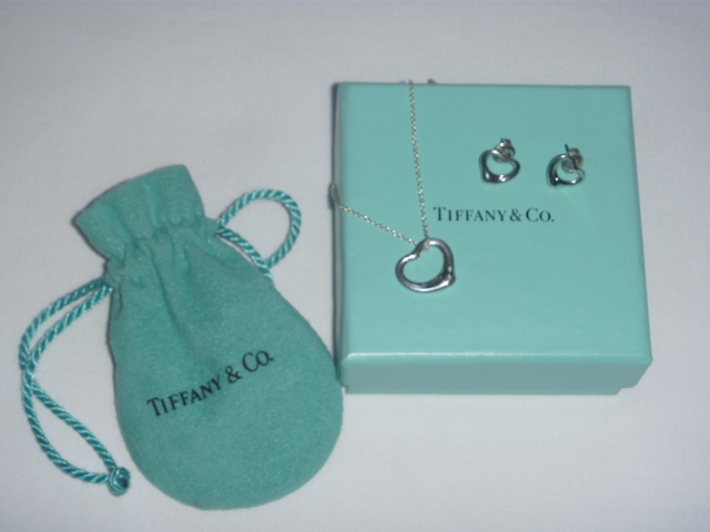 Authentic Tiffany & Co Elsa Peretti Open Heart Necklace & Matching Earrings